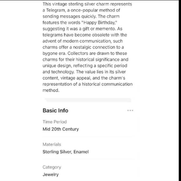 Vintage Sterling Silver Telegram Charm - Picture 4 of 4